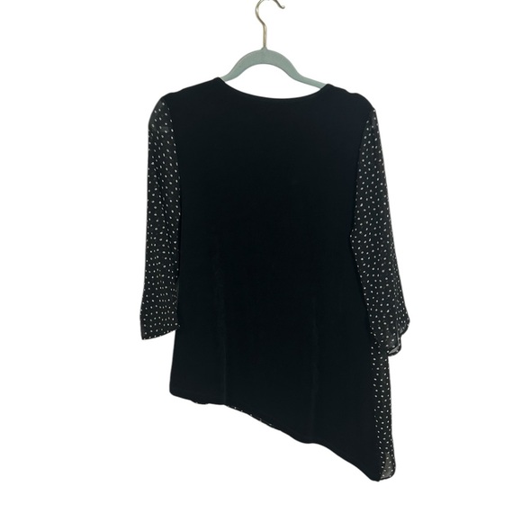 Chico’s Travelers Womens Black & White Polka Dot Asymmetrical Knit Top Artsy M - Picture 2 of 12